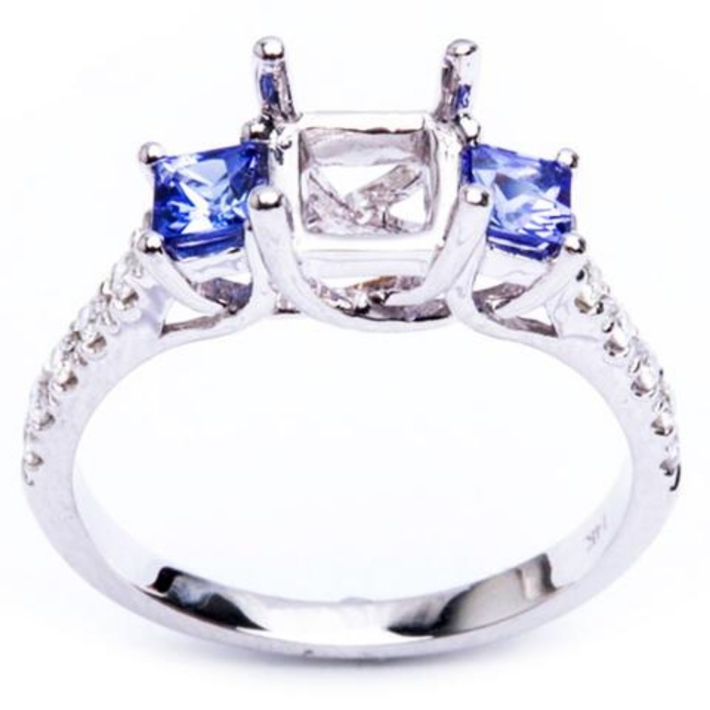 white gold, tanzanite and diamond semi mount